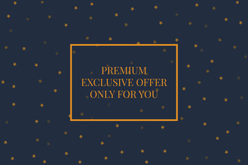 Special offer sale promotion online template page website, social media post with gold star pattern.