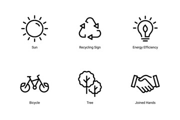 Sustainable Business Practices Icon Pack, Line Vector Icons