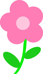 Cartoon illustration of cute pink flowers and stems