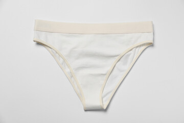 Stylish women's underwear on white background, top view