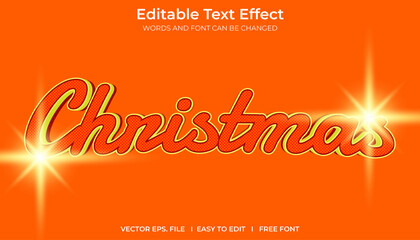 Editable text effect Merry Christmas. Typography template for banner. Youth style lettering. Template style premium vector