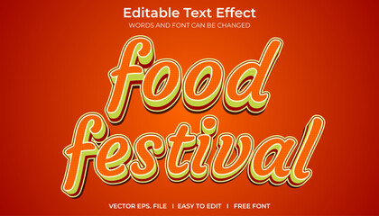 Editable text effect Food Festival. Typography template for banner. Youth style lettering. Template style premium vector