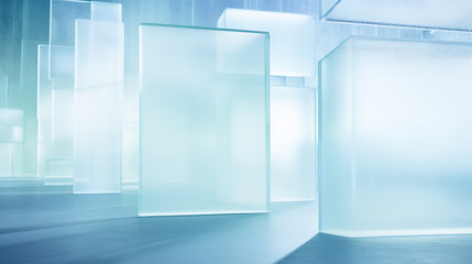 重なり合って直立する曇りガラスの背景