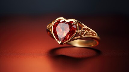 Gold Ring On Red Heart Made, Background Image,Valentine Background Images, Hd