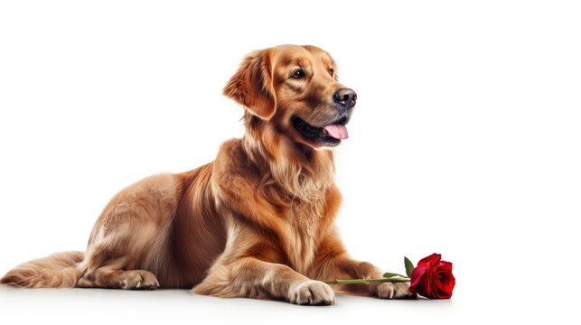 Golden Retriever Valentines Day Beautiful Dog, Background Image,Valentine Background Images, Hd