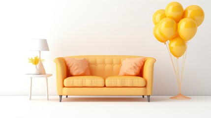 Interior Living Room Sofa Armchair Balloons, Background Image,Valentine Background Images, Hd