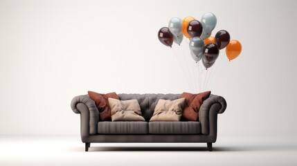Interior Living Room Sofa Armchair Balloons, Background Image,Valentine Background Images, Hd