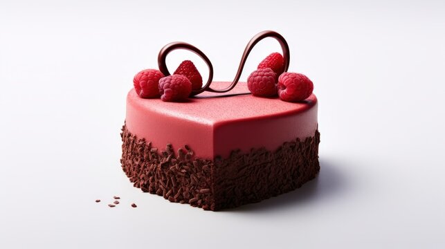 Red Mousse Dessert Cake Heart Shape, Background Image,Valentine Background Images, Hd