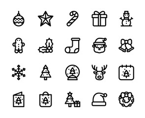 Christmas day outline icons holiday 