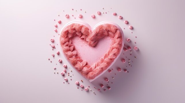 Top View Pink Heart Shaped Cake , Background Image,Valentine Background Images, Hd