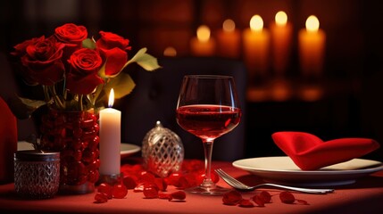 Festive Restaurant Table Set Valentines Rose, Background Image,Valentine Background Images, Hd