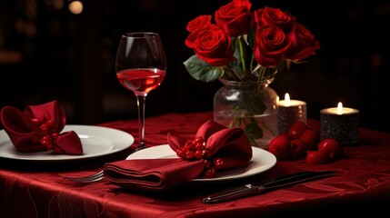 Festive Restaurant Table Set Valentines Rose, Background Image,Valentine Background Images, Hd