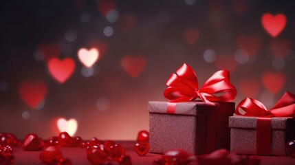 Fototapeta premium Valentines Day Background Gifts Hearts Red, Background Image,Valentine Background Images, Hd