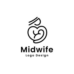 Midwife Line Art Logo design vector template