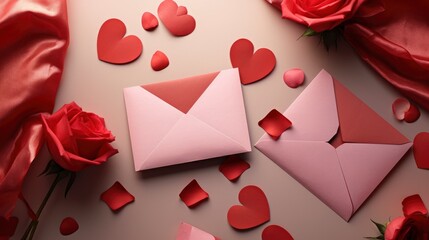 Valentines Day Flat Lay Stylish Envelopes, Background Image,Valentine Background Images, Hd