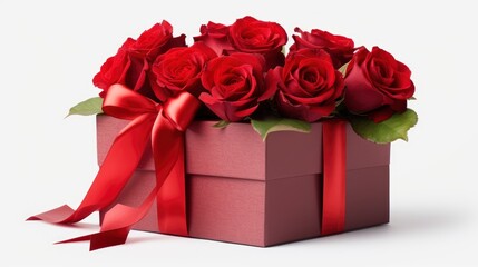Valentines Day Gift Box Red Roses , Background Image,Valentine Background Images, Hd