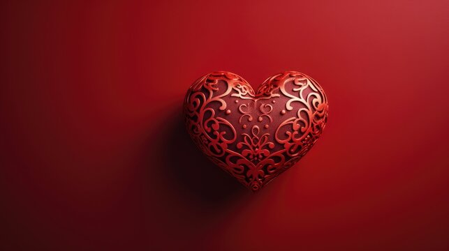 Valentines Day Decorative Heart On Red , Background Image,Valentine Background Images, Hd