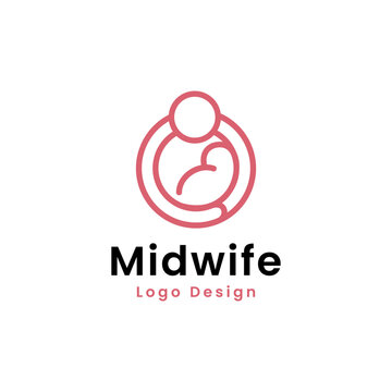 Midwife Logo, pregnancy and baby care symbol. Logo design vector