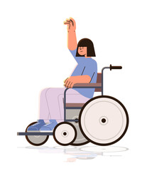 disabled woman sitting in wheelchair people with disabilities concept full length