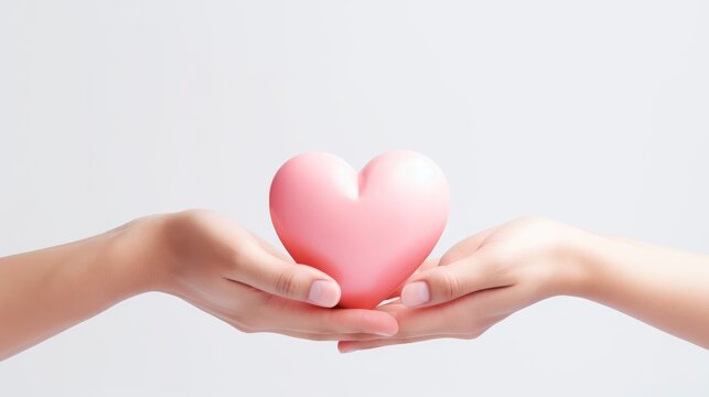 Closeup Hands Holding Heart On Pink , Background Image,Valentine Background Images, Hd