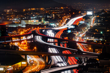 San Francisco Bay Area Highways Overlapping with Traffic / Light Trails