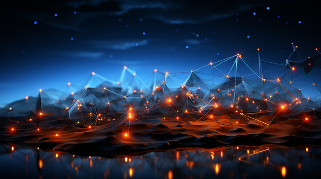 Energetic polygonal wireframe technology background