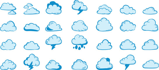 blue clouds set illustration