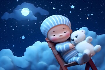 Obraz na płótnie Canvas スヤスヤ眠る赤ちゃんのイラスト