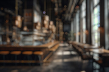 Fototapeta na wymiar Abstract blur and defocused coffee shop cafe and restaurant interior for background