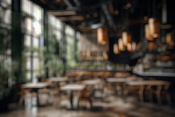 Fototapeta na wymiar Abstract blur and defocused coffee shop cafe and restaurant interior for background