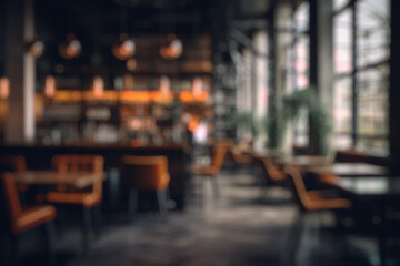 Obraz premium Abstract blur and defocused coffee shop cafe and restaurant interior for background