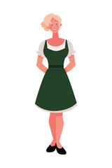 german woman in green dress