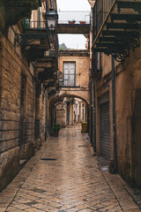 The narrow streets of the baroque style city of Modica, Sicily, Italy - 669769929