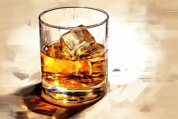 A drawing of a glass of whisky. Generative AI