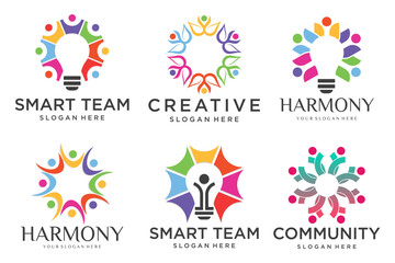 set of teamwork logo. Community human Logo template vector. Abstract Community logo