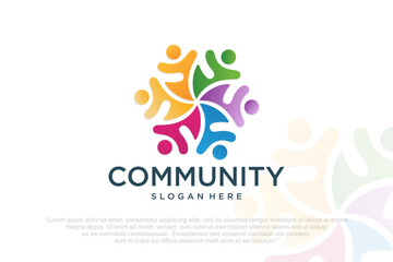 People, community, team, creative hub, social connection logo design vector
