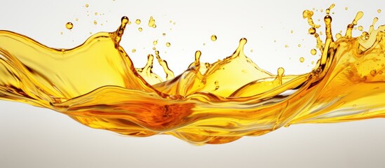 Sunflower or motor oil splash captured beautifully isolated on white
