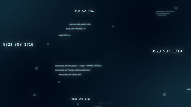 Futuristic abstract digital cyberspace with program code levitation.