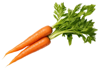 Carrot vegetable with leaves isolated on transparency background - Generative AI
