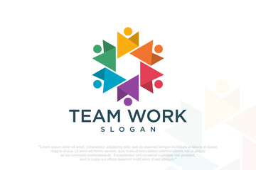 Fototapeta premium people teamwork logo icon symbol of community,group and family.