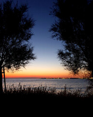 sunset sky over Mediterranean sea in Dalmatia, Croatia