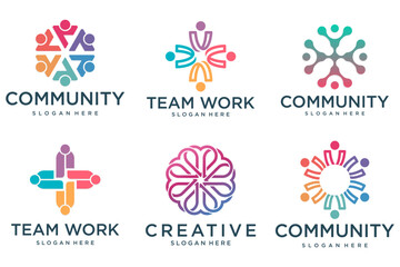 global community logo icon set symbol of community ,teamwork, family,and business group.
