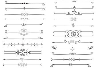 Page Divider And Design Elements. Set of Various Simple Black Divider Design, Assorted Divider Collection Template Vector. Collection of floral dividers elements mega decoration for Calligraphy.