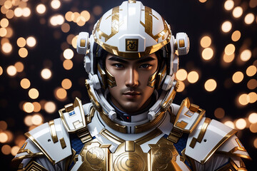 cyberpunk man future tech cosmic warrior