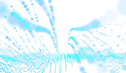 3D abstract digital technology blue light particles wave