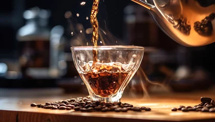 Foto op Plexiglas coffee preparation in cafe © PGS