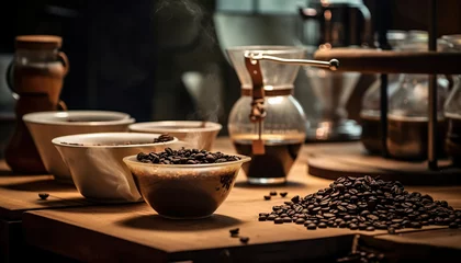 Foto op Plexiglas coffee preparation in cafe © PGS