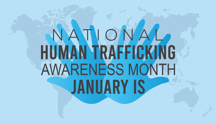 Vector illustration on the theme of National Human trafficking Awareness Month observed each year during January.banner, Holiday, poster, card and background design.