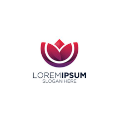 Simple elegant flower shape skincare product logo design
