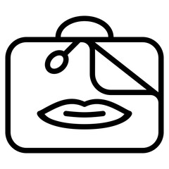 Cosmetic bag icon with outline style and pixel perfect base. Suitable for website design, logo, app and UI. Based on the size of the icon in general, so it can be reduced.